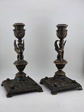 Ultra Rare 19th Century Egyptian Revival Gilt Bronze Sphinx Candlestick Holders