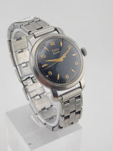 Vintage 1950 Zodiac Hermetic Swiss Black Dial Gilt Numerals Manual Watch. Works