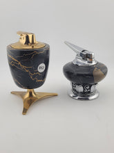 Pair Ronson Mid Century Marble Table Lighter England USA Atomic Barware Untested