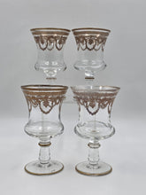 Set Of 4 Neiman Marcus Arte Italica Medici 24K Gold Glasses Goblets. 7 In Tall