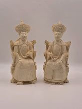 Vintage Chinese Hand-Carved Resin Emperor and Empress Figurine 12” Inch Statue