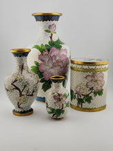 Gorgeous Assortment Of Mid Century Cloisonne Including 3 VASES & A Tea Caddy.