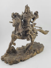 Antique 9" Chinese Ancient Bronze Guan Gong Yu Warrior God Ride Horse Statue