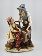 Vintage Norleans Japan Figurine Street Vendor Fruit Stand Man Girl Dog