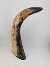 19th Cent. Antique Handcarved Asian Buffalo horn with dragon and Tiger Carvings.
