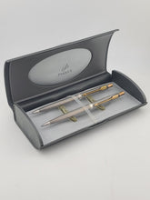 Vintage Parker Sterling Silver Pen & Pencil Set USA Engine Turned Original Case