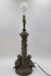 Vintage Table Lamp Base Metal Cherubs Victorian Art Nouveau Shabby Chic. Works.