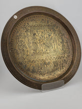 Antique Egyptian Brass Plate Detail Hand Etched Pharaoh and Egyptian Characters