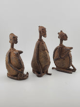 Rare Antique Set Of 3 Sitting Ethnic Tribal People Bronze Dogon Mali Africa