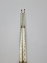 2 Mercury Glass Candlesticks Silver with Flame Tops Vintage. Good Condition.