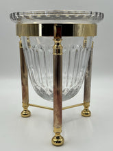 Design Guild Crystal Champagne Chiller Vertical Cut with Stand Brass Barware