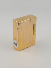 Vtg Small St. Dupont Paris Ligne 1 Gold Plated Gas Lighter Vertical Line Pattern