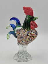 Vintage Hand Blown Murano Style Multi-Color Confetti Art Glass Rooster Large!