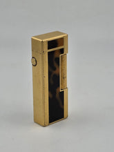 Rare Dunhill Square Lacquer Marble Roller Gas Lighter Gold Brown Swiss Made.