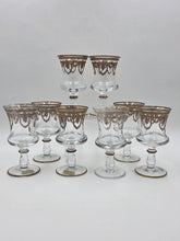 Set Of 8 Neiman Marcus Arte Italica Medici 24K Gold Glasses Goblets. 6.8 In Tall