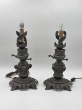Rare Pair Antique Victorian Revival Boudoir Lamps Accurate Casting Co 12" Bronze