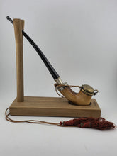 Rare Antique 19th C Meerschaum & Silver Tone Smoking Pipe W Long Stem.