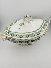 RARE BISHOP & STONIER ENGLAND RODEN GREEN COVERED TUREEN & LID 24K GOLD TRIM