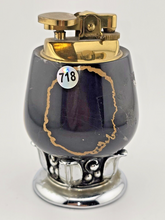 Rare Mid Century Ronson Carved Variegated Marble Desk Lighter Gold Tone Untested