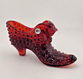 Vintage FENTON RUBY RED HOBNAIL GLASS PUSS 'n BOOTS SHOE EXCELLENT Cond.