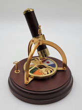 Vintage Kaleidoscope Wind Up Music Box Rotating Wood Brass Stained Jeweled Glass
