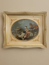 ANTIQUE ORIGINAL 19th C Francois Boucher LITHOGRAPH COUPLE WINTER SLEIGH SCENE.