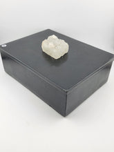 Rare Vintage Carved Heavy black marble jewelry box w Natural quartz cluster