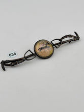 ANTIQUR 925 STERLING SILVER REVERSE PAINTING ON GLASS HORSE & JOKEY BROOCH