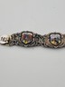 Vintage Silver Pewter &Enamel Souvenir Bracelet Spain & Portugal Shield Flags 8"