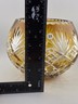 XL AJKA ODESSA CAROLINE amber gold cased cut clear Hungarian crystal rose bowl