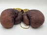 Antique 1950s Everlast 12oz Brown Leather Lace-Up Boxing Gloves Made in USA
