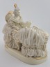 Antique Dresden Art Porcelain Lady at Grand Piano Figurine Lace Dress Germany