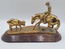 15 In Jim Reno Cutting Horse &Steer Rodeo Brass Trophy Sculpture Gold Color NCHA