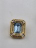 Vintage Christian Dior Blue Crystal Rhinestone Gold Tone Clip On EARRINGS Signed