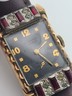 Vintage 1940's Lucerne 17J Art Deco Rectangular Rhinestone Ruby Swiss Watch