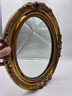 Antique Hand Carved Gilt Wood Oval Mirror Roses Floral Rococo 17” Wall Decor