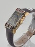 Vintage 1940's Lucerne 17J Art Deco Rectangular Rhinestone Ruby Swiss Watch