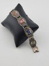 Vintage Silver Pewter &Enamel Souvenir Bracelet Spain & Portugal Shield Flags 8"