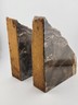 Vintage & Unique Set Of Polished Petrified Wood Bookends. Amazing Specimen.