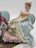 19th Century XL Sitcendorf German Hand Painted Porcelain & Lace Figural Grouping