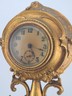 Antique 19th C Art Nouveau Figural Cherub Clock Gilt Spelter French Runs. Read.