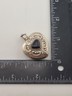 Antique 19th C Sterling Silver Pefume Bottle Heart Pendant Black Stone Inlay