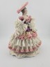 Mid Century Authentic Dresden Lace Porcelain Lady Figurine Rococo Dress Handmade