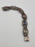 Vintage Silver Pewter &Enamel Souvenir Bracelet Spain & Portugal Shield Flags 8"