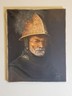 Antique European Oil on Canvas Painting, Man In Gold Helmet. signed H. BARBIERI.