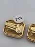 Vintage Christian Dior Blue Crystal Rhinestone Gold Tone Clip On EARRINGS Signed