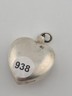 Antique 19th C Sterling Silver Pefume Bottle Heart Pendant Black Stone Inlay