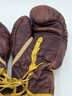 Antique 1950s Everlast 12oz Brown Leather Lace-Up Boxing Gloves Made in USA