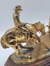 15 In Jim Reno Cutting Horse &Steer Rodeo Brass Trophy Sculpture Gold Color NCHA