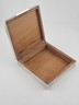Antique Italian 800 Silver Wood Lined Cigarette Box Mid Century Modern Square